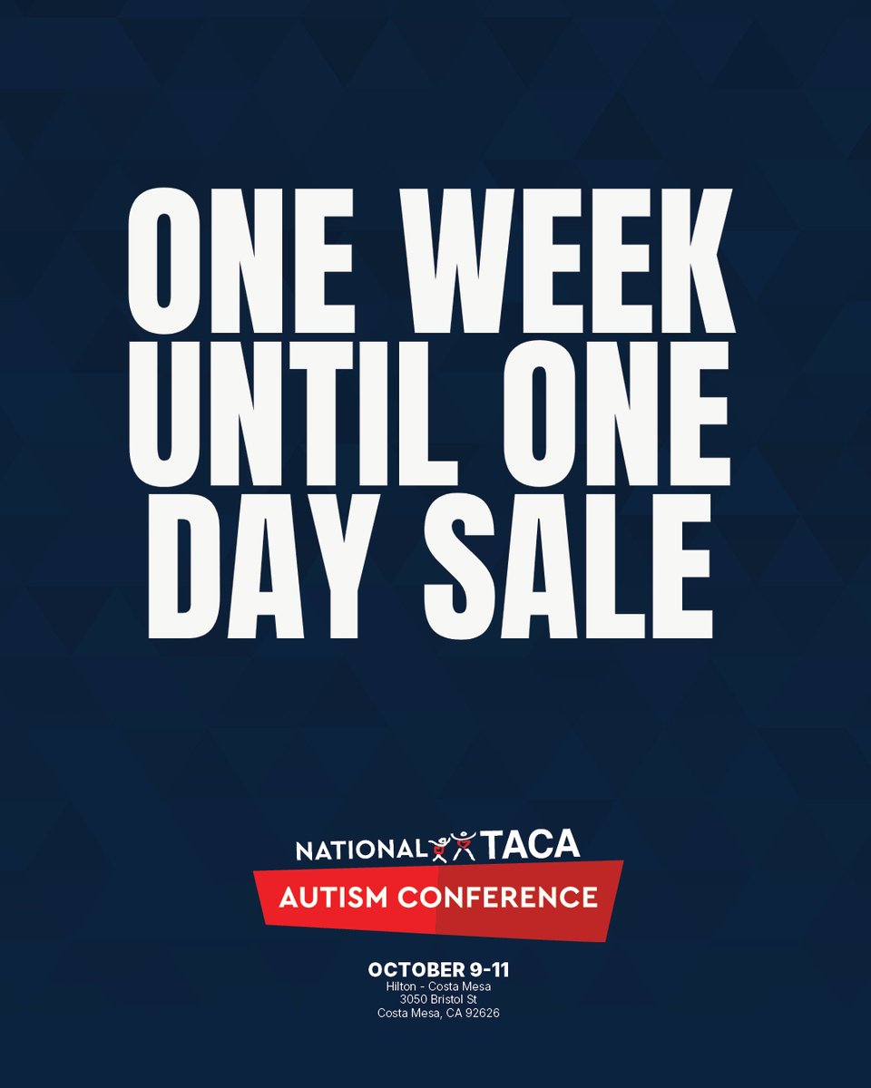 TACAfoundation's tweet photo. 🚨 TACA CONFERENCE ONE DAY SALE ALERT! 🚨 Get ready... the countdown is ON! Learn more TACA National Autism Conference (and keynote speaker Dr. Temple Grandin) at https://t.co/6hqsZb7E7E. https://t.co/Hrk3Zqtcjh