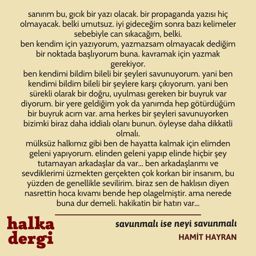 halkadergi's tweet photo. Hamit Hayran, Halka Blog için yazdı: 

“savunmalı ise neyi savunmalı”

Yazının tamamı için link: https://t.co/QElo8xAhwh https://t.co/WvjMkXy0Aw