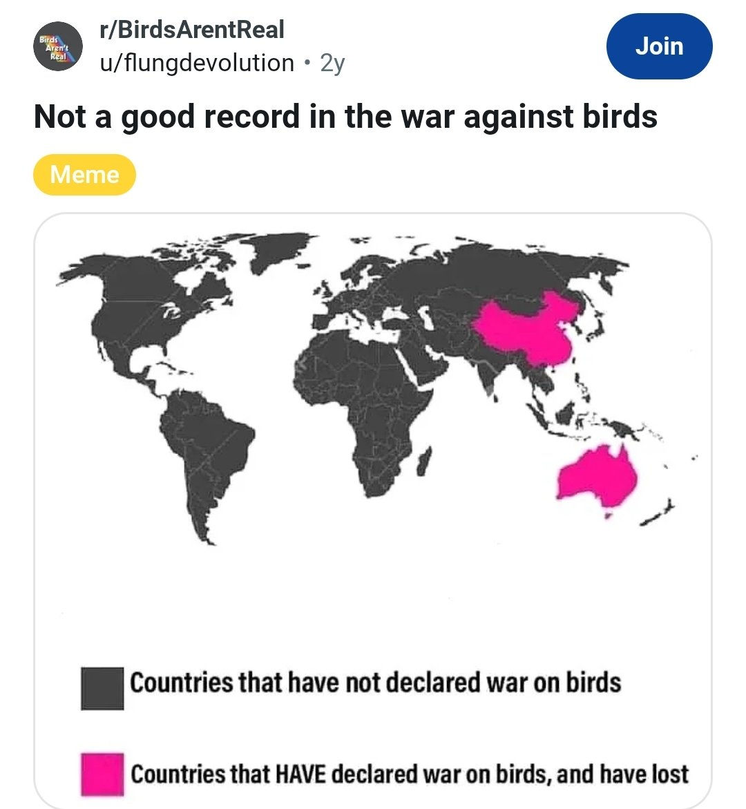 HofJones's tweet photo. @gwejgegegw11206 @asubparusername I'd argue it's the opposite. China's handling of the sparrows makes it easy to lump in Australia. https://t.co/YBadsuQJmG