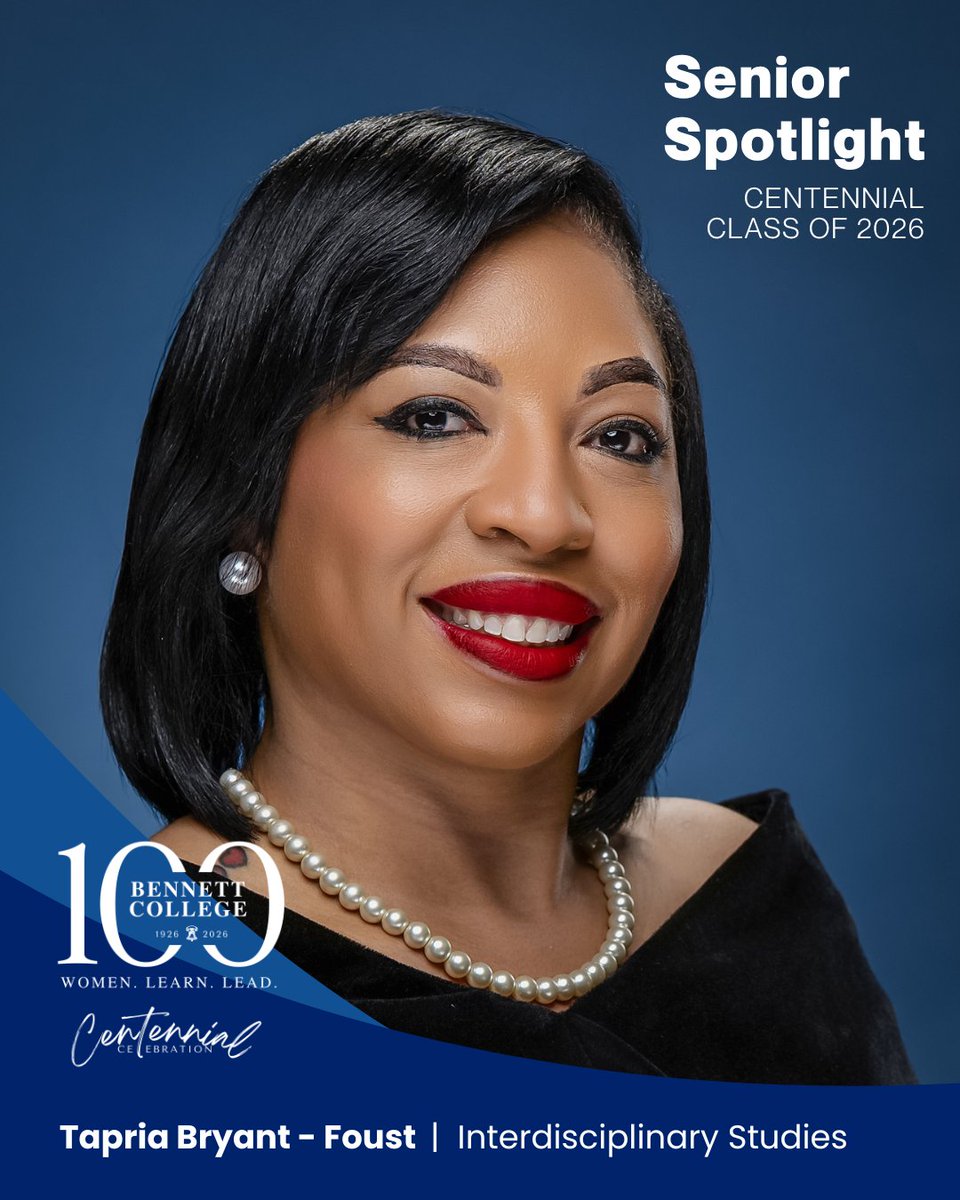 BennettCollege's tweet photo. CENTENNIAL CLASS OF 2026 SENIOR SPOTLIGHT
 
Tapria Bryant - Foust ’26
 
Interdisciplinary Studies Major
 
#BennettCentennial #SeniorSpotlight #BennettCollege #BennettBelles #HBCU #HBCULove #bennettbellesdoitwell #WeAreBennett https://t.co/hDPvlitiby