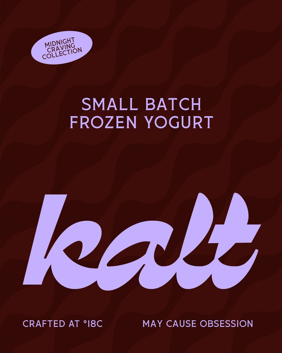 CreativeMarket's tweet photo. Turning a midnight craving into a full brand identity 🍦🌙

Graphicarlie created a frozen yogurt identity that feels rich, moody, and just a little indulgent!

From the deep cherry tones to the oversized typography and editorial-inspired layouts, KALT turns a midnight snack into a full visual experience 🍨

Want to design your own dream project with Creative Market resources? Applications are open 💜 https://t.co/6xfTDixzFN