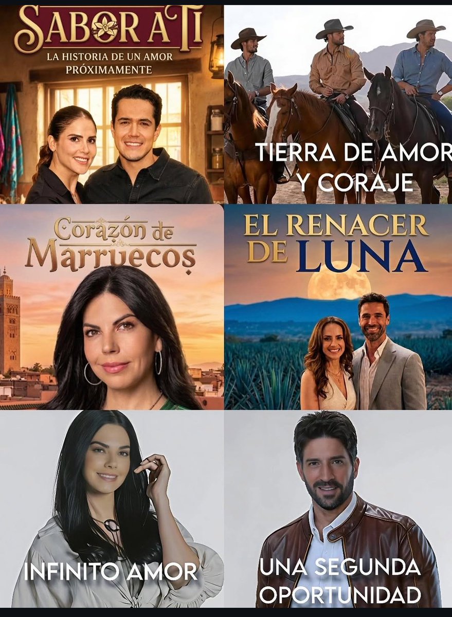 OrneHoyer's tweet photo. #SaborATi de #LuceroSuarez
#TierraDeAmorYCoraje #JoseAlbertoCastro
#CorazonDeMarruecos #RosyOcampo
#ElRenacerDeLuna #RoyRojas
#InfinitoAmor #SalvadorMejia
#UnaSegundaOportunidad
#SilviaCano
Son las próximas #Novelas Que llegan a 📺
Cual piensas ver ?
#ElNovelero 📰 https://t.co/fZsodKvSfQ