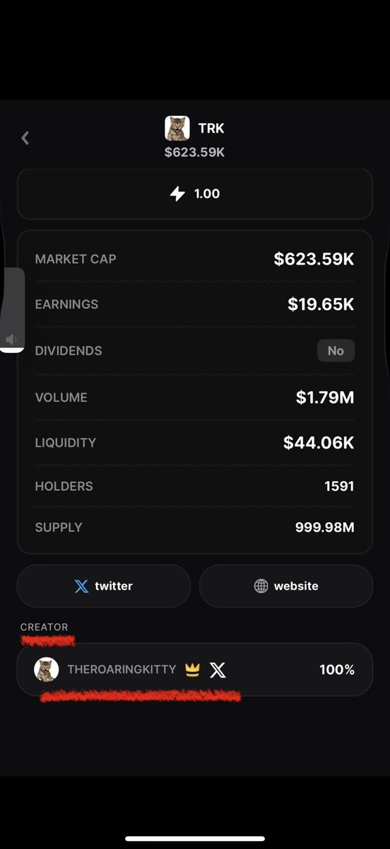 polyhelperedge's tweet photo. 🚨 Debunking the $TRK (9shb4VuR85tKziVn7sxScS8AXEFA4smM8NL4Z6utBAGS) “Roaring Kitty token” rumor
The “CREATOR: THEROARINGKITTY 100%” label in the trading app proves NOTHING. Here’s why: https://t.co/LsRViVJLIn