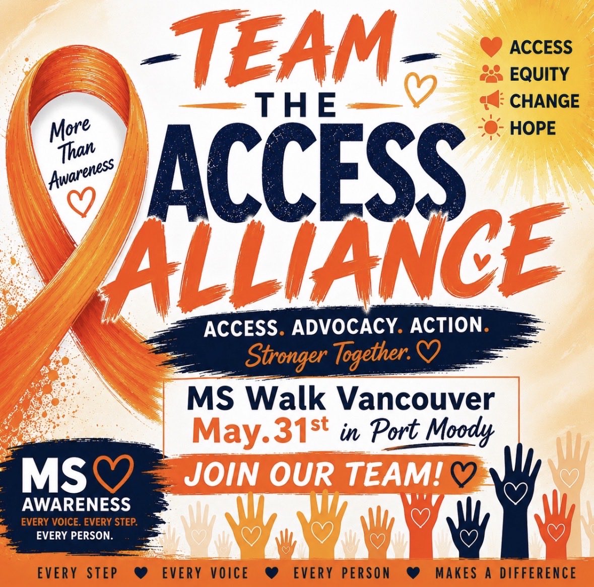 Msingaround1's tweet photo. ‼️ British Columbia , Canada ‼️ 
🧡 MS Walk Vancouver 2026 — May 31, 2026

Call out to ANY Government Officials, Media, Supporters and MS Warriors! 
Wer inviting you too @Josie_Osborne to hear the stories and impacts behind the policy barriers! 

On May 31st, I’ll be walking at the MS Walk Vancouver in Port Moody and this year, this walk means more to me than I can put into words.
You do not need to donate to join the walk and show support! You can even be a virtual walker!!! 

Team: The Access Alliance  
https://t.co/Xd2nS8OCSp

Petition to help support our cause! 
“ Approve Access To Multiple Sclerosis Medications In British Columbia “

https://t.co/j54Y3Kakos

Almost 10 years ago, Multiple Sclerosis began attacking my optic nerves relentlessly.

It was terrifying.

I was a young mother trying to raise children while living through repeated vision loss, pain, fear, uncertainty, and the reality that I could permanently lose parts of my sight. Every new attack carried the fear of what would be taken next.

We fought hard to protect what vision I had left.

It took time, permanent damage, setbacks, fear, and uncertainty before starting a therapy that stabilized my disease, protected my remaining vision, and slowed progression. That stability did not come easily. It came after trauma, loss, and years of learning how devastating MS can truly be.

And now, nearly a decade later, after almost 10 years of stability on the therapy that helped save my sight, I’ve lost access to it.

For the past 7 months, I’ve been fighting again.

Fighting for appeals.  
Fighting through policy barriers.  
Fighting through uncertainty.  
Fighting for the ability to remain on the treatment my medical team believes is the most appropriate for my disease.

And the truth is , no patient should have to live this way.

MS is not just fatigue or “bad days.”  
It can mean losing vision.  
Losing mobility.  
Losing independence.  
Losing parts of your future while trying to hold your family together through it all.

That is why this walk matters so deeply to me.

I’m building a team that stands for more than awareness alone.

I’m inviting:
🧡 People living with MS  
🧡 Caregivers and families  
🧡 Friends and supporters  
🧡 Healthcare workers  
🧡 Elected officials and community leaders

Because awareness without action is not enough.

This is about advocacy.  
This is about dignity.  
This is about equitable access to treatment.  
This is about making sure patients are seen as human beings , not statistics or cost-saving measures.

I’ll be walking no matter what.  
And I hope others will stand beside me and the entire MS community here in British Columbia.

Let’s show the strength behind these stories.  
Let’s show the human cost behind these policies.  
Let’s make this walk impossible to ignore.

If you want to walk with me, support the team, or stand beside the MS community on May 31st, join us. 🧡

#MSWalk #MultipleSclerosis #MSAdvocacy #BritishColumbia #PortMoody #HealthcareAccess #StrongerTogether #MSCanada #vancouver #healthcare #BCStrong #bcpoli 
@GlobalBC @CTVVancouver @VancouverSun @BCConservCaucus @bcndp