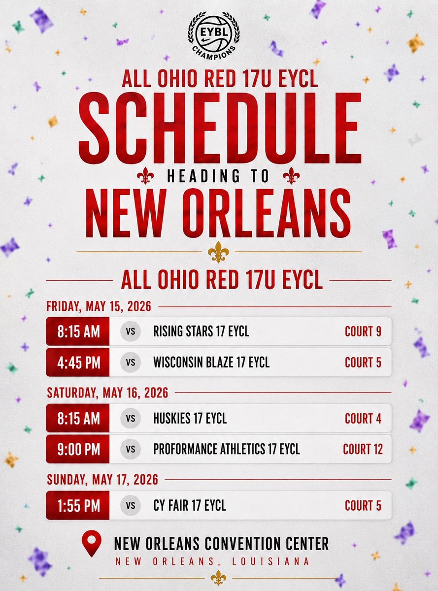 kendallowens_1's tweet photo. Here is my schedule for this weekend at Nike Session 2 in New Orleans! @AllOhioGirls @mikemillsnc @CoachB_NCSA https://t.co/mVnLmXaaOL