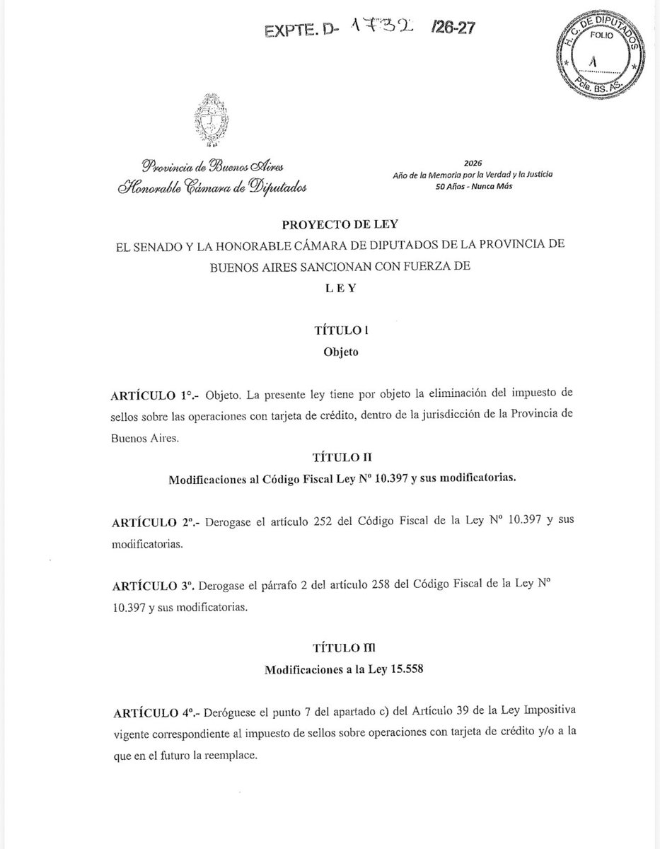 OscarLiberman's tweet photo. En la Provincia de Buenos Aires hasta el resumen de la tarjeta de crédito paga impuesto a los sellos. 

Presentamos un proyecto para eliminar ese gravamen absurdo que castiga el consumo formal y encarece la vida cotidiana de millones de bonaerenses. El Estado no puede seguir viendo cada operación privada como una oportunidad para cobrar un impuesto más.

Menos impuestos distorsivos. Más sentido común. 

@JMilei @LLAenPBA @SPareja_