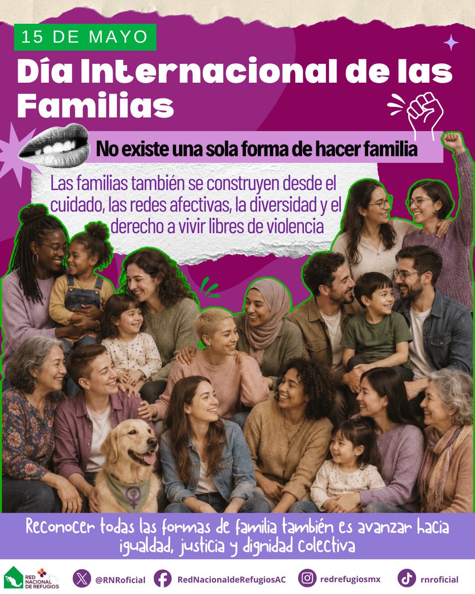 RNRoficial's tweet photo. Las familias también se transforman 💜
Diversidad, cuidados compartidos y vidas libres de violencia.

Nombrar todas las familias es construir igualdad. ✊🏽✨

#DiaDeLasFamilias #FamiliasDiversas https://t.co/27vFVc0PWk