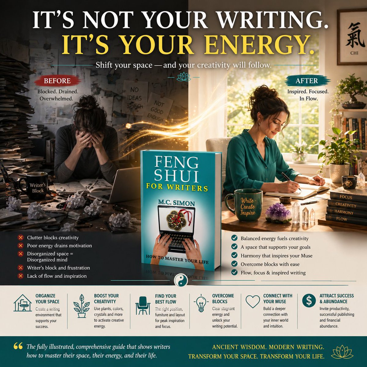 Writers_PIF's tweet photo. Move a desk. Light a candle. Add a plant.
Simple changes. Big energy.
If you believe in flow, you’ll feel what this book teaches.
Start small-“Feng Shui For Writers” shows you how.
https://t.co/K7IgZG1VCy
#CreativeClarity #WriteInEnergy #WriterEnergyPractice #FocusReset https://t.co/ZR5F0II7JY