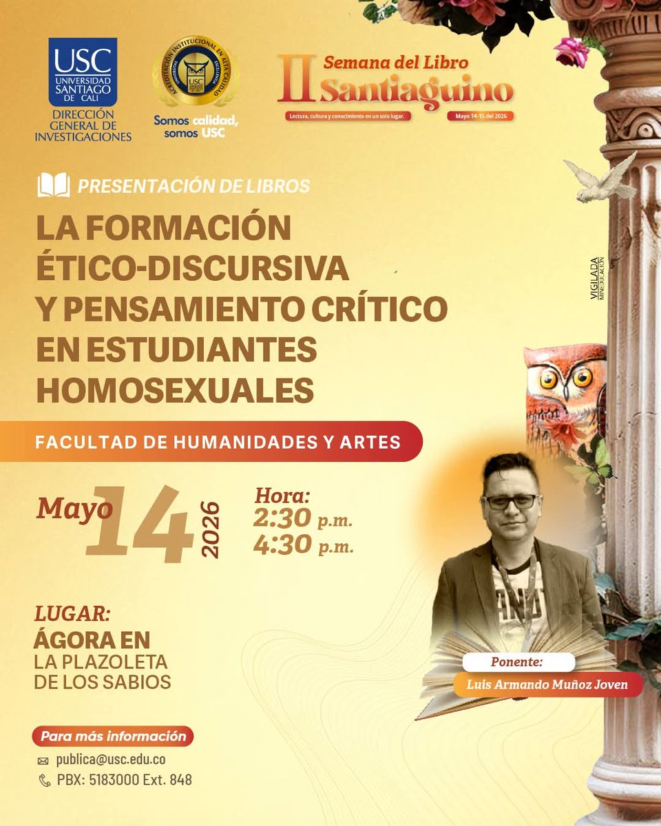 Editorial_USC's tweet photo. 📚✨ Hoy presentamos nuestras obras editoriales en la II Semana del Libro Santiaguino de la USC.

Cada espacio será una oportunidad para conocer proyectos y apuestas académicas que fortalecen la cultura, la investigación y el conocimiento.

#SemanaDelLibroSantiaguino #USC https://t.co/UmGUyYPRLY