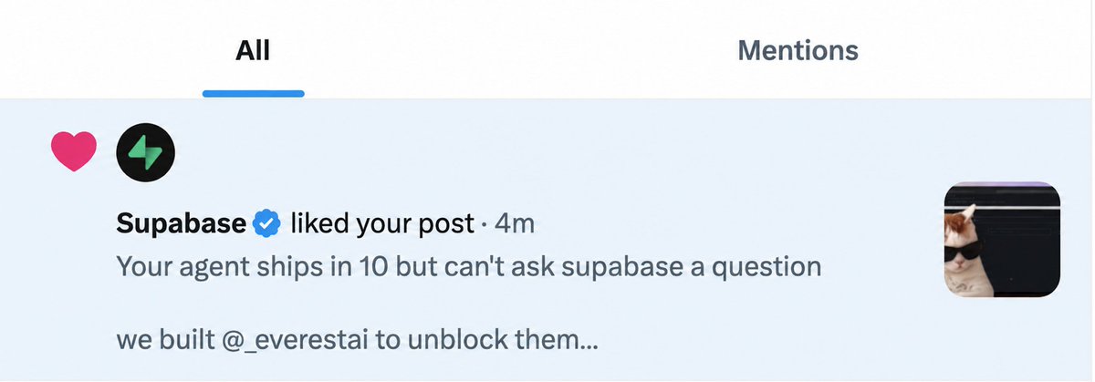 yolandaaacao's tweet photo. damn supabase liked our launch! https://t.co/HIaHKrDmh3