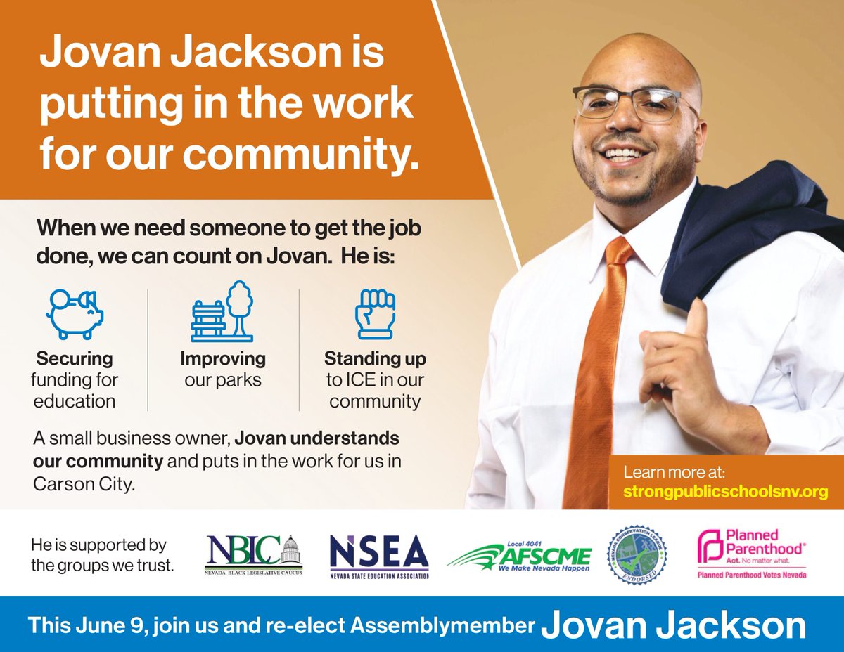 NSEAOnline's tweet photo. .@electjovan has an on-the-ground, practical understanding of the challenges facing Southern Nevada, from rising housing costs to strengthening public schools and supporting small businesses. https://t.co/FsPHZgJKIV