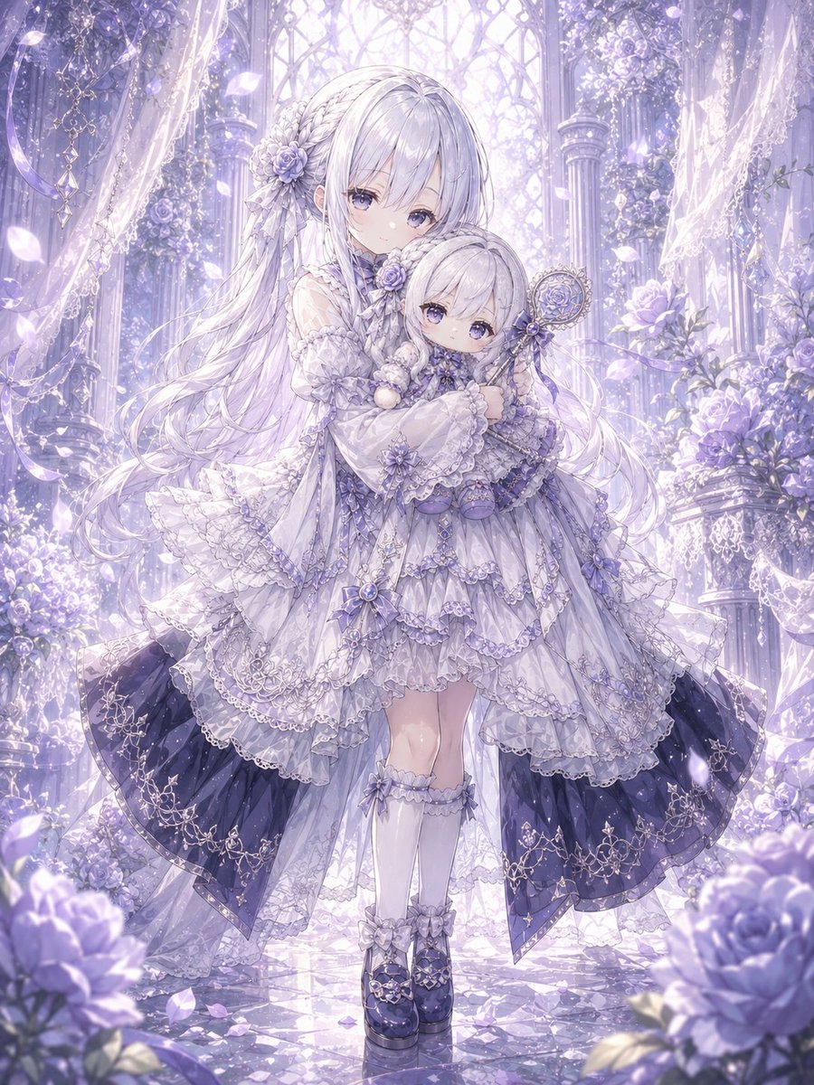 シノアリス界隈 ロリスノウホワイトのぬいぐるみを抱き抱えているロリ