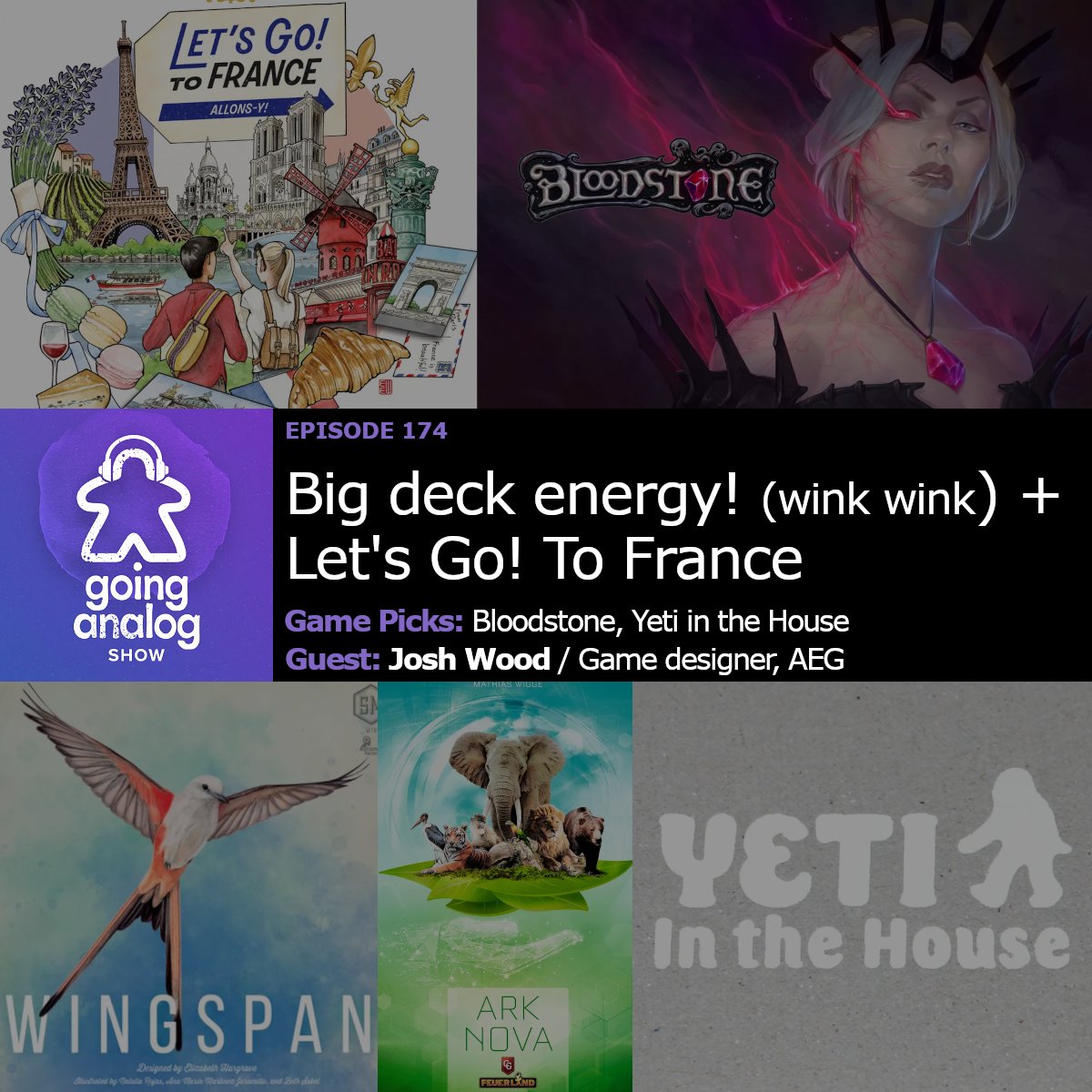 GoingAnalogShow's tweet photo. Guest @sirjoshwood (designer of Let's Go! To Japan/France) gave us the perfect headline/title/topic for this week's episode of the Going Analog Show.  Just what is "Big Deck Energy"? 👂👀 Listen/watch to find out.... https://t.co/b5ifqwEbfK #boardgames https://t.co/Nu3RAYXcBQ