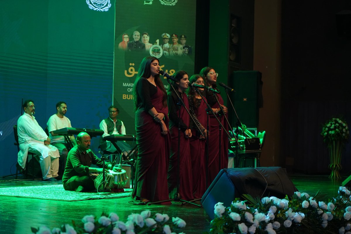 AlhamraLAC's tweet photo. One Nation, One Spirit, One Identity 🇵🇰

To commemorate the first anniversary of the successful operation “Marka-e-Haq – Bunyan-Um-Marsoos,” a musical tribute was held at Hall 1, Alhamra, the Mall.
The evening beautifully celebrated the spirit of patriotism, unity, sacrifice and national pride through the powerful language of music and culture.

The memorable event featured captivating performances by renowned artists including Hamid Ali Khan, Raga Boyz, Aman Ali, Imran Shaukat, talented students of Kinnaird College for Women and the faculty members of the Alhamra Academy.

Through heartfelt performances and patriotic melodies, the evening paid tribute to the courage, resilience, and unwavering spirit that continue to inspire the nation.