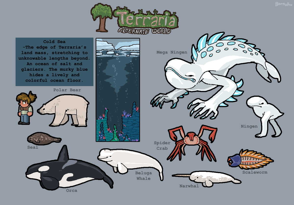 booyahbornu's tweet photo. wee idea for an alternate ocean biome for Terraria. Just a different flavor of ocean. https://t.co/5m1YekfeXm