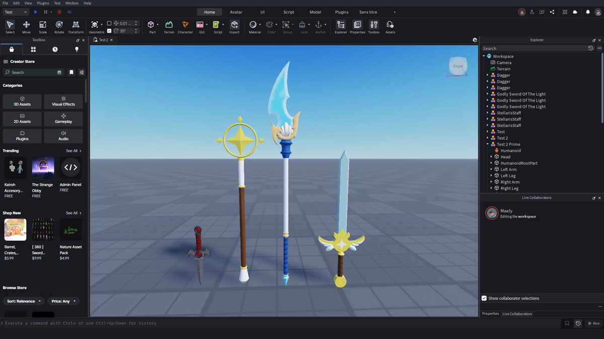 MaelyTheAngel's tweet photo. The Legends Of The Stars Light weapons got updated! 👀💫 

What's changed? 

- Stellaris Staff size changed! ✨

- Updated Texture of Deepfang Of The Deep! 🌊 

#Roblox #RobloxDev #RobloxDevs #RobloxStudio @Roblox https://t.co/A8HHgKvcpE