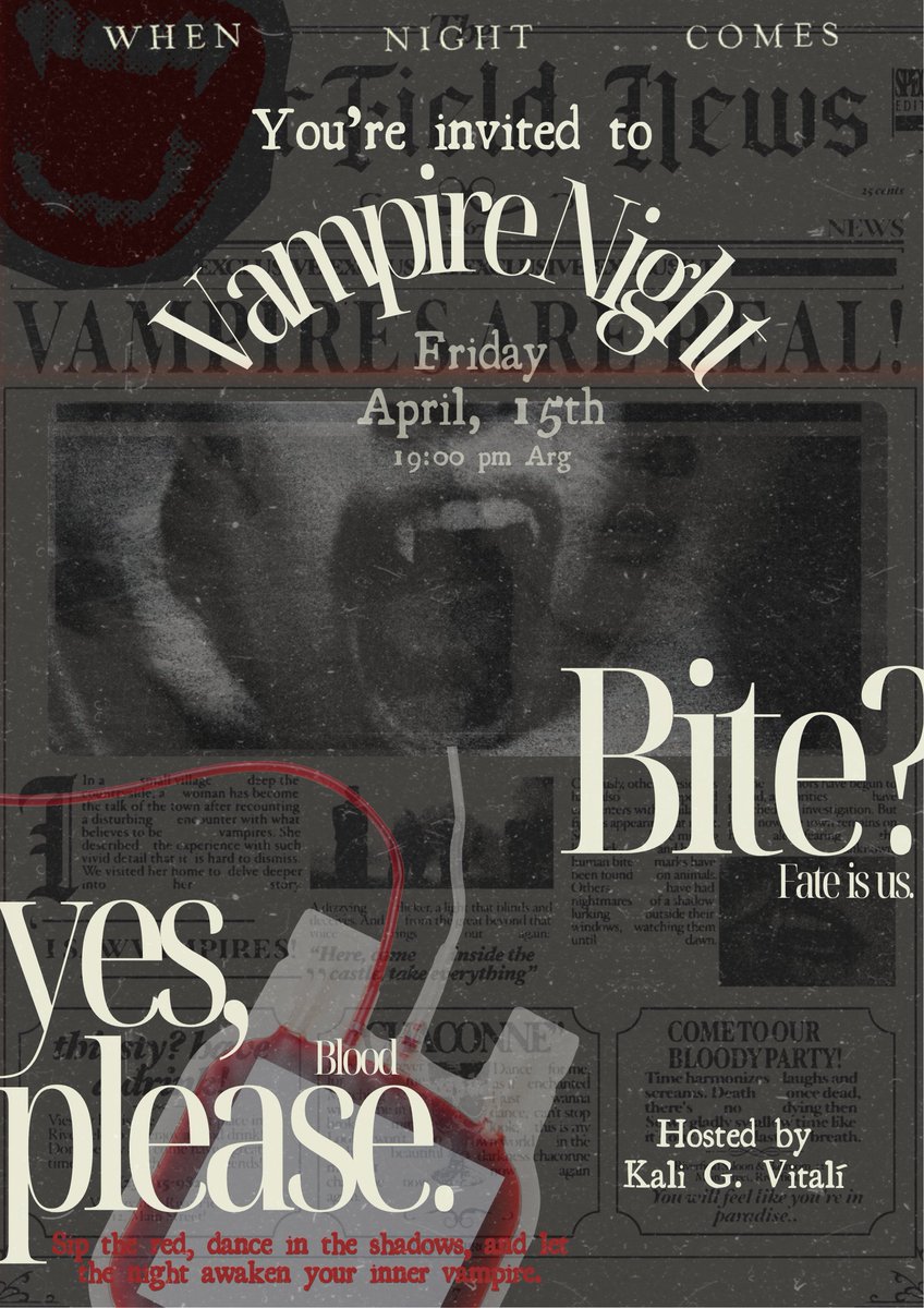 kalidearest's tweet photo. ㅤㅤㅤ🩸  '  ♱  .    𝑽ampire  𝕹ight 
ㅤ“ no 𝑝𝑟𝑎𝑦𝑒𝑟𝑠 allowed in this 𝗰𝗵𝘂𝗿𝗰𝗵 ”

Acompáñanos este viernes donde la noche es reina y la luna junto a las estrellas de la banda Crowstorm nos iluminarán con su brillo tan único.

¿Estás preparado? https://t.co/tx4yOZYn0K