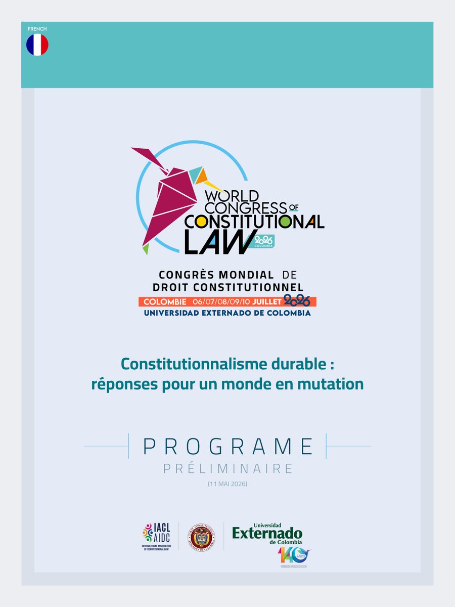 UExternado's tweet photo. À l'Externado, tout est prêt pour le Congrès International de Droit Constitutionnel 2026. ⚖️

Nous avons réuni certains des esprits les plus brillants de l'académie et de la magistrature pour discuter des défis auxquels sont confrontées nos démocraties dans un monde en constante mutation. 🗺️📝

Découvrez le programme complet ci-dessous 👉 https://t.co/fxv6mu9TmF