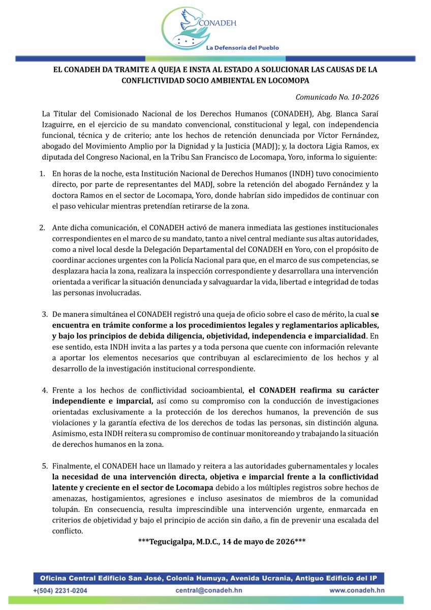 CONADEH-La Defensoría Del Pueblo tweet media