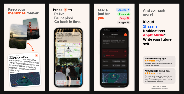 CustusFox's tweet photo. MemoKit 1.4 is finally out 😀

It started as my winning 2024  Swift Student Challenge submission.
The idea: preserve your most meaningful memories by connecting them with songs and music you associate with those moments.
Later, hearing that song can bring the memory back in a much more personal way.

It's free, if you want to try 🎶
https://t.co/WOnqdyCWzh

Yes ik, the screenshots could be better 😅