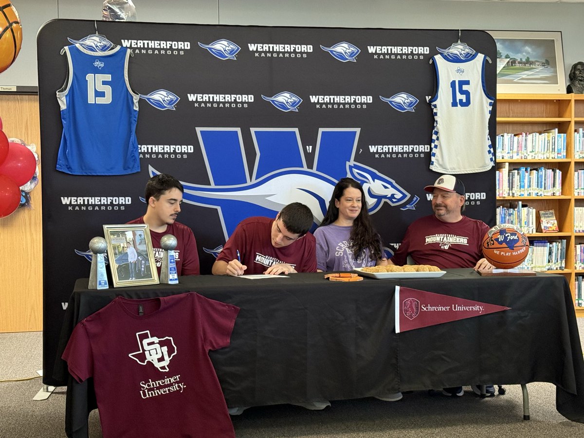 WHSrooHOOPS's tweet photo. Congratulations @AidanPool3 on signing with Schreiner University! @whsrooathletics @WDSports1 @WeatherfordISD @CoachNealWelch https://t.co/3QRkOVshw6