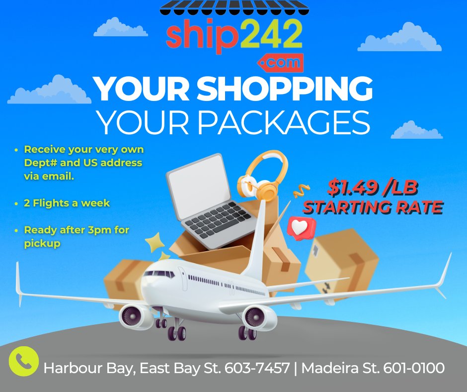 ShipOfficeTech's tweet photo. HARBOUR BAY 603.7457
MADEIRA ST 601.0100
Whatsapp 376.9379
https://t.co/Png3maQEFa

Offering reliable and affordable
Freight Forwarding.
You get your own Dept# and US address.
2/3 Shipments a week. https://t.co/TbqEDnxGBW