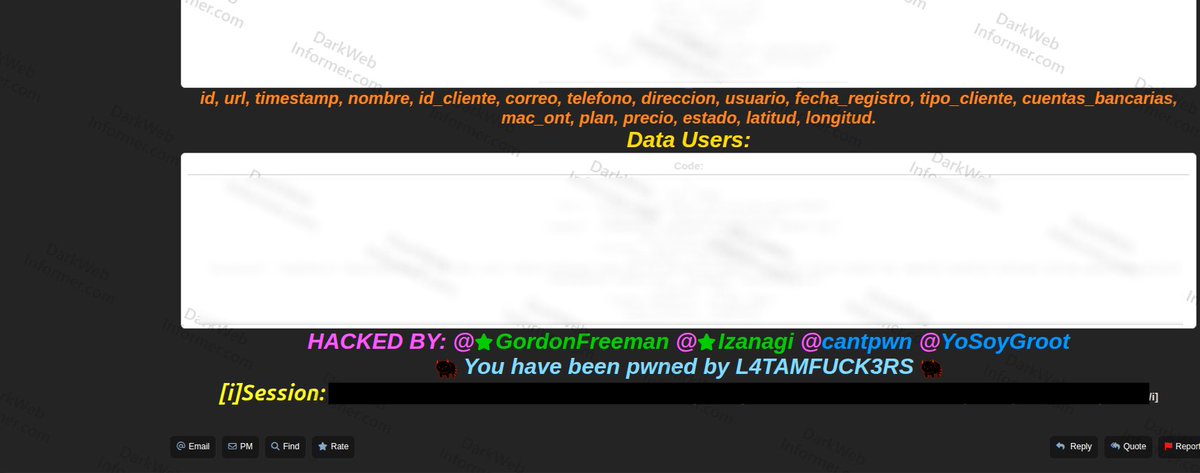 DarkWebInformer's tweet photo. ‼️🇻🇪 CANTV ABA Ultra allegedly breached: 7.5K subscriber records and 4K OLT/GPON network device records exposed from Venezuelan fiber broadband infrastructure

A threat actor claims to have compromised a UISP Ubiquiti administration panel linked to CANTV ABA Ultra, the fiber broadband service operated by Compañía Anónima Nacional Teléfonos de Venezuela (CANTV). The actor alleges the breach exposed personal subscriber data, financial records, and detailed GPON/OLT network device inventory information across Eastern Venezuela.

▸ Actor: GordonFreeman
▸ Sector: Telecommunications / Fiber Broadband / GPON Infrastructure
▸ Type: Data Breach
▸ Records: 7,500 subscriber records and 4,000 network device records
▸ Country: Venezuela
▸ Date: 14/05/2026

Compromised data:

▪ Subscriber records allegedly including customer names, emails, phone numbers, addresses, user IDs, registration dates, customer type, service plans, pricing, account status, and banking-related fields
▪ CANTV ABA Ultra fiber broadband customer data tied to residential service deployments in Eastern Venezuela
▪ ONT/customer equipment references including MAC ONT values, plan details, service status, and geographic coordinates
▪ OLT/GPON network device records allegedly including MAC addresses, hostnames, serial numbers, firmware versions, bridge versions, device models, vendor details, and platform identifiers
▪ Network topology metadata including site IDs, parent relationships, device roles, uplink devices, interface references, authorization status, and operational state
▪ Infrastructure monitoring data including CPU, RAM, signal levels, uptime, service time, outage scores, voltage, power status, temperature, battery capacity, and maintenance flags
▪ Location-related infrastructure records allegedly including latitude, longitude, elevation, heading, and node placement metadata

The actor claims the exposed data maps thousands of CANTV ABA Ultra subscribers and GPON/OLT infrastructure assets across the affected region.

Stop guessing what's redacted. Subscribers see everything → https://t.co/281Qjc6WSh
