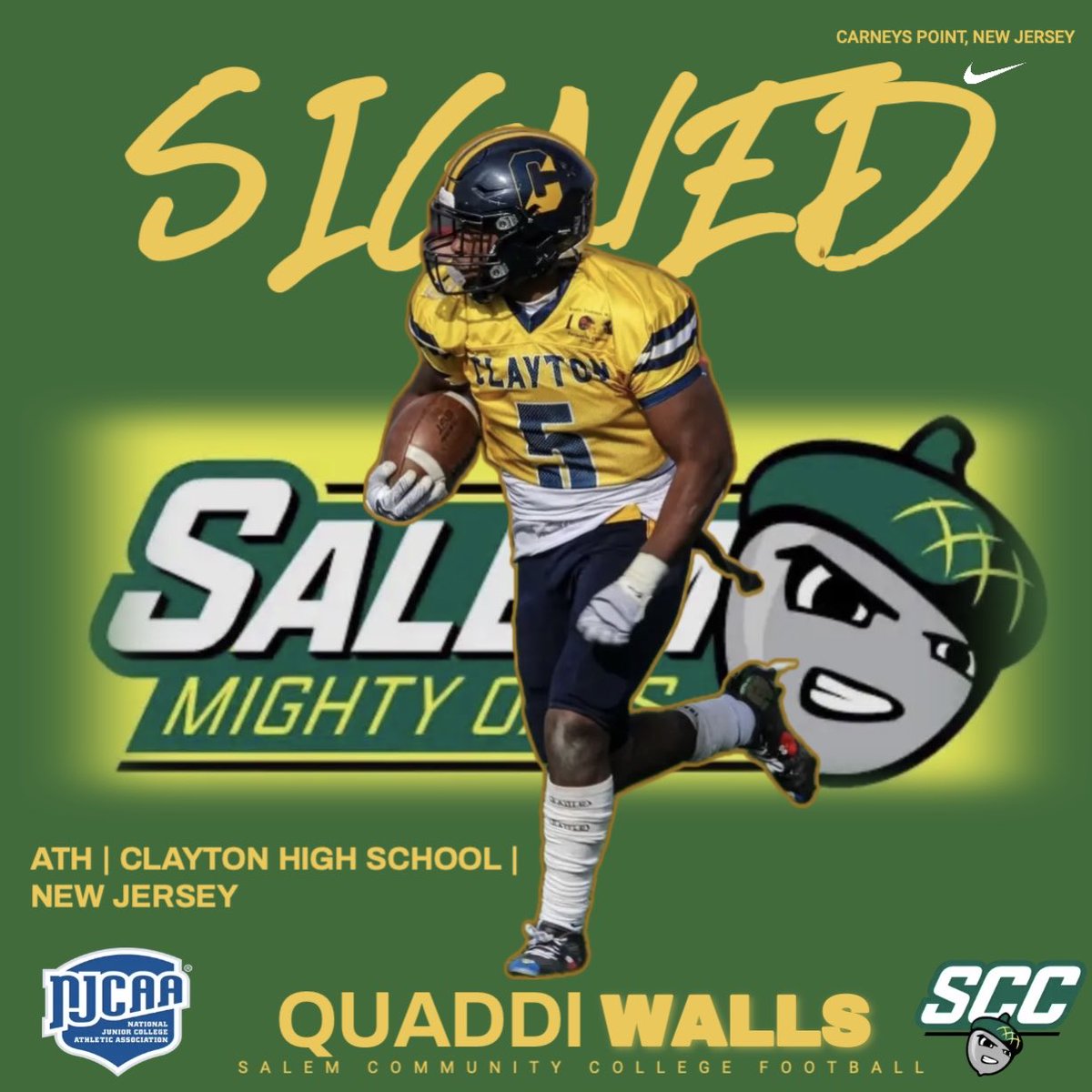 salemcc_ftbal's tweet photo. SIGNED. Welcome to the Mighty Oaks:
✍️-Quaddi Walls
🚨-ATH
📍-Clayton, New Jersey https://t.co/jqRo0PUgbF