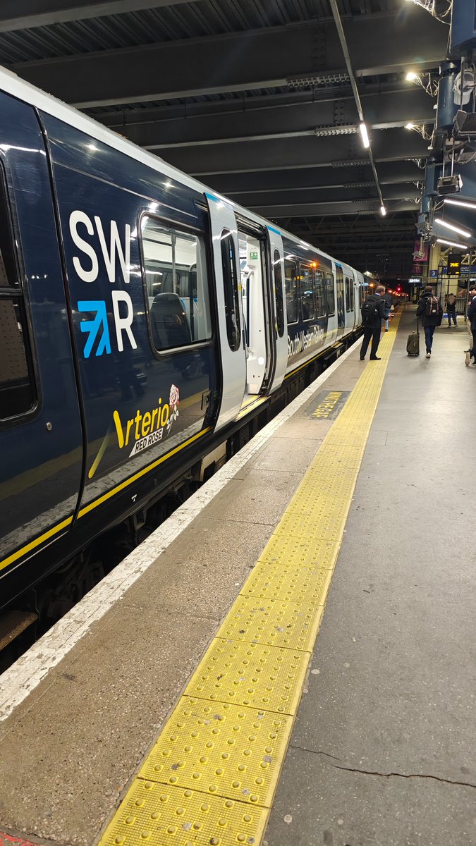 guspaul's tweet photo. @railnigel here we are at Waterloo, a train with no crew, not even a destination, but sitting with the doors unlocked and open https://t.co/X5u0IZ5dl7