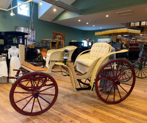 NWCMuseum's tweet photo. Roll on down to the Northwest Carriage Museum and take a look at our Cut Under Wicker Phaeton. This was a very elegant ladies carriage back in the day. Come get carried away with us! https://t.co/Th0KYQGf00