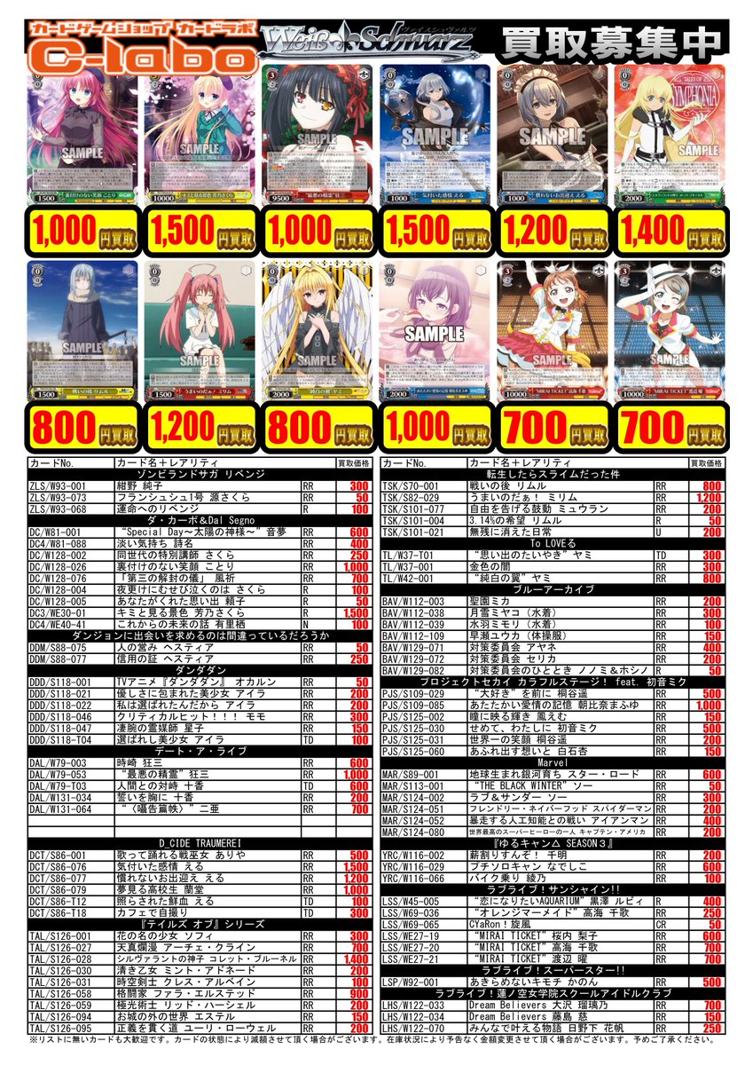 ヴァイスシュヴァルツ買取情報】 デッキパーツの買取POPになります