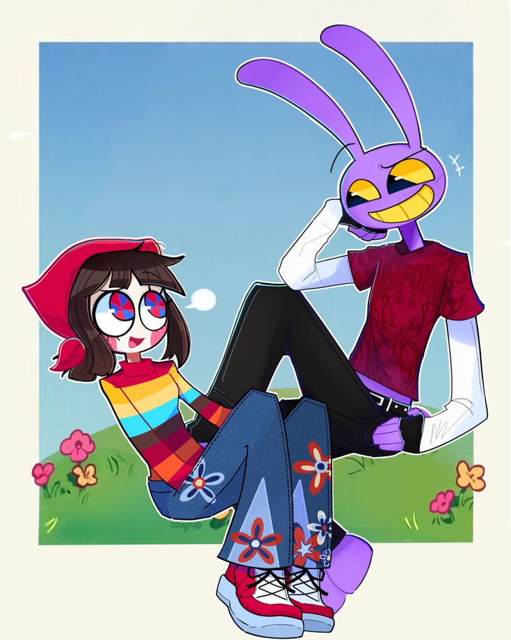 reyouqueen's tweet photo. Digital days and retro rays🌈☀️ Jax being Jax and Pomni actually looking happy 💜❤️
#TheAmazingDigitalCircus #Pomni #Jax #TADC https://t.co/YJmi5Me30i