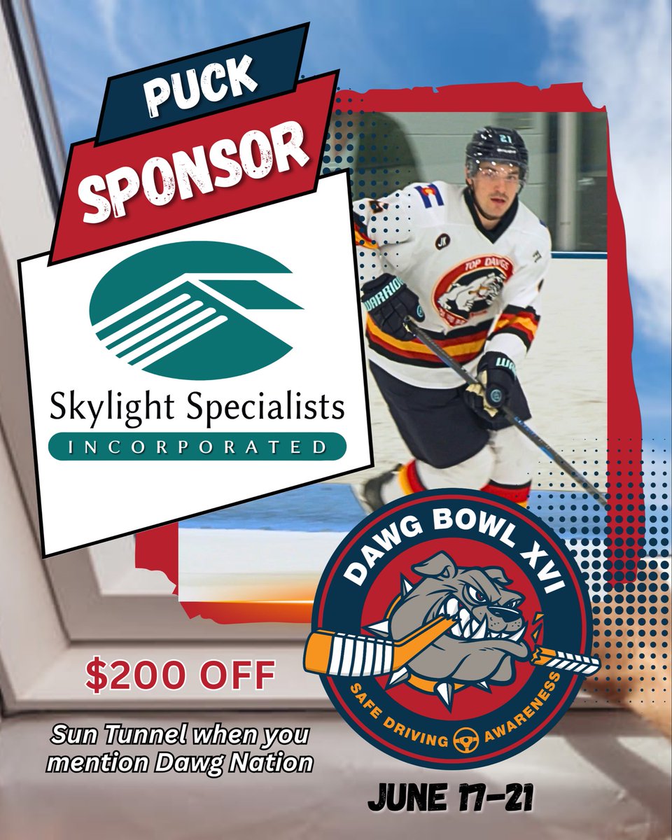 DawgsHockey's tweet photo. Puck sponsor spotlight: Skylight Specialists of Colorado

Led by Danny, one of Dawg Nation’s original foundational five recipients and a lifelong DAWG. Proud to have them supporting Dawg Bowl XVI.

Mention Dawg Nation for $200 off a sun tunnel.
 Visit https://t.co/HBsS4eMntw https://t.co/IDKIbZMGU0