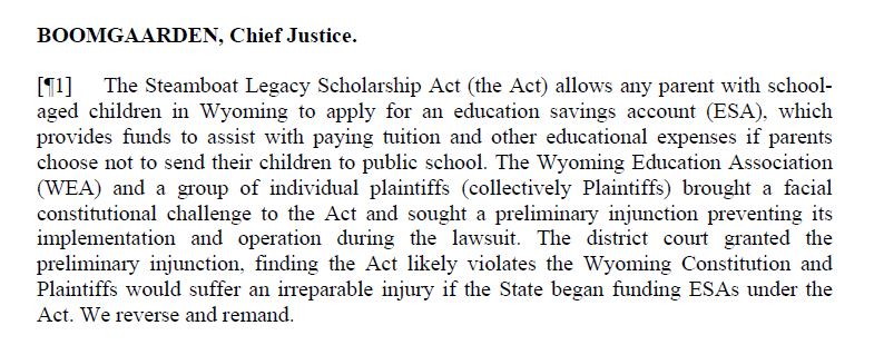 KatrinMarquez's tweet photo. Wyoming families won today!
The Wyoming Supreme Court overturned an injunction against the state's ESA program — and we (@IJ & @edchoice) were proud to fight alongside them. Educational freedom is here to stay. 🎉 #SchoolChoice #EdFreedom https://t.co/mywBTrwBhJ