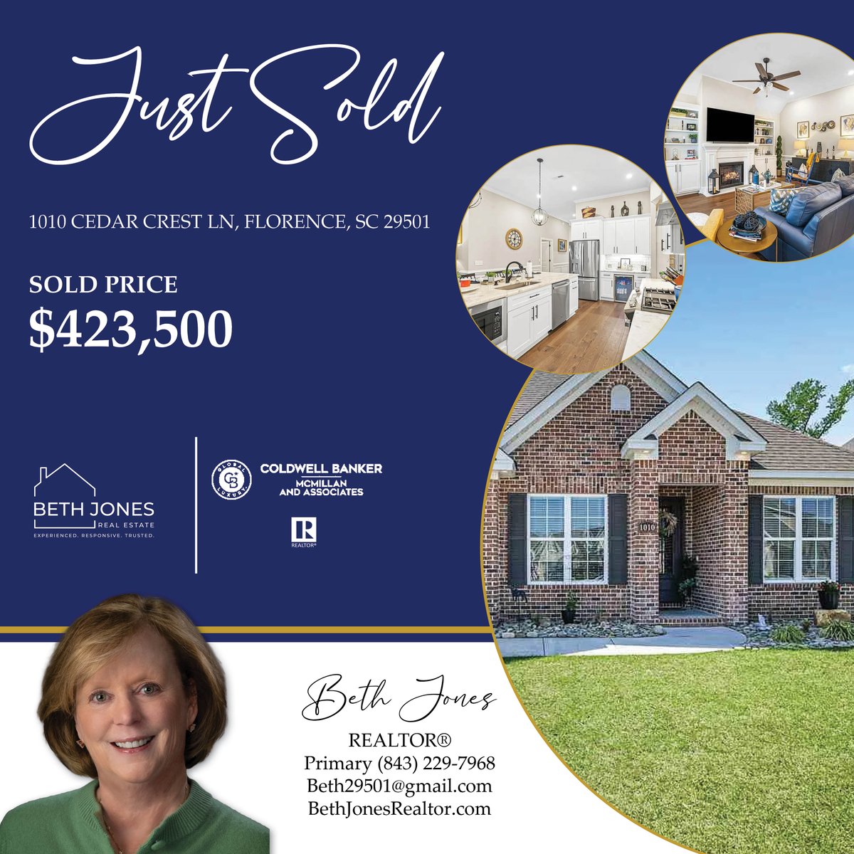 Bethjonesflo's tweet photo. Just Sold! 1010 Cedar Crest Ln in Florence for $423,500

If you’re thinking about buying or selling, now is a great time to get started. Contact me at (843) 229-7968 if you have questions or if I can help you with any real estate needs. https://t.co/c4ZHDVvnG5