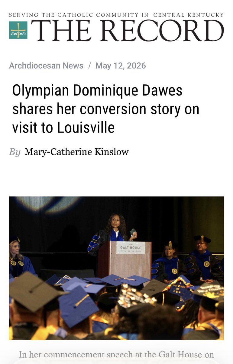 dominiquedawes's tweet photo. What an incredible honor it was to deliver the commencement speech at Spalding University in Louisville this past weekend. 

I pray that my words, my experiences as an Olympic gymnast, wife, mother of four, and entrepreneur resonated deeply with these newly minted graduates as they step into their next chapter.

I also shared part of my faith journey and reminded them of something I truly believe: we are all children of God, and each of us has purpose, value, and a path uniquely designed for us.

And to top it all off, I was humbled and honored to receive an honorary doctorate degree… so I guess it’s Dr. Dawes now? 🎓✨