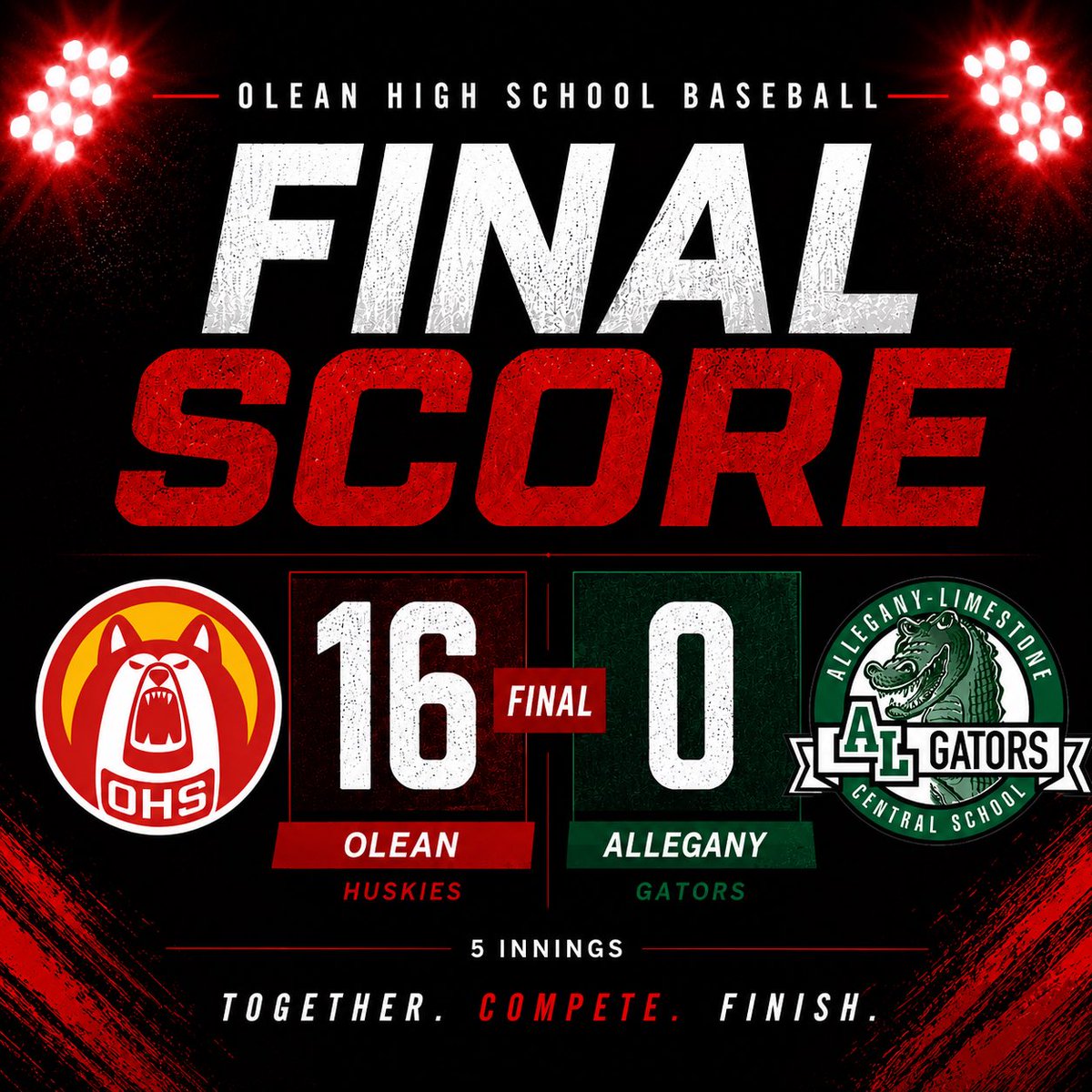 NoonTimeHooper's tweet photo. Huskies dominate on Senior Night with a 16-0 win over Allegany-Limestone. DeGolier hits for the cycle and Miles fans 10. 🐺⚾️ https://t.co/YckmsXicJU