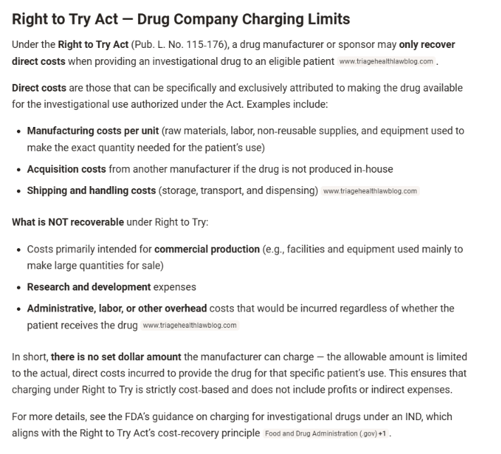 DesertDweller93's tweet photo. Anyone who suggests Right to Try might be a good step in the right direction for @uniQure_NV $QURE AMT130 and the HD Community need to understand what Right to Try means. Here is a very simplistic view of why it isn't a middle ground or a positive step forward.

Step 1: The company needs to provide the drug at their direct cost with zero markup or cost reimbursement towards the R&D when the drug was under development. In uniQure's case, they began developing this drug way over a decade ago and can't get reimbursed a nickel for those efforts under Right to Try? For a company like uniQure it is not feasible to ask them to provide the drug. What the hospital and all the related personnel are allowed to charge is anyone's guess but it won't be cheap.

Step 2: If we got past step 1, the higher hurdle to clear is payment. Under Right to Try, the patient is responsible for paying for the drug, not insurance, not Medicare or Medicaid but the patient. How many HD patients and their families could afford it? My guess is not many. 

While the Right to Try requires companies to offer the treatment at their direct cost, what would that be for a treatment that requires a 12-hour brain surgery? Even only using direct costs, the cost to the patient would be at least $500,000 imo. That would put the treatment out of reach of almost every HD patient.

The only sensible solution is to dust off those minutes of the 3 Type B meetings held with qualified people at the FDA who agreed after months and years of meetings and reviews, who thought AMT130 qualified for a filing under AA pathway. With that alignment, the FDA could approve it which would then get the treatment to way more patients. Work would not be over after approval because then uniQure would need to get the drug on every payers' formulary and this is something they have already been proactively working towards.

Let's hope those responsible for giving patients real access to treatment and the hope that goes along with it, get it done expeditiously. Time is of the essence for those with the gene. Everyone needs to keep up the pressure to DO THE RIGHT THING and allow for BLA filing so a real review and hoped for approval can be done.

@SenRonJohnson
@SenRickScott
@RepAuchincloss
@houmanhemmati
@adamfeuerstein
@armstrongdrew
@l_e_whyte
@temple_west
@laurencurehd
@JRenz0418
@rachelreising96
@BeckyQuick
@davidfaber
@AllysiaFinley
@MariaBartiromo
@bradloncar
@docrodwong
@LuckyPenguin10
@POTUS
@SenateAging
@SenBillCassidy
@SenRandPaul
@WhiteHouse
@SusieWiles
@StevenCheung47
@StevenCheung
@Scavino47
@PressSec
@SecKennedy
@MariaBartiromo
@RickSantorum
@FoxNews
@bariweiss
@60Minutes
@CNBC
@WSJopinion
@WSJ
@statnews
@BillAckman
@Loftus
@MartinShkreli