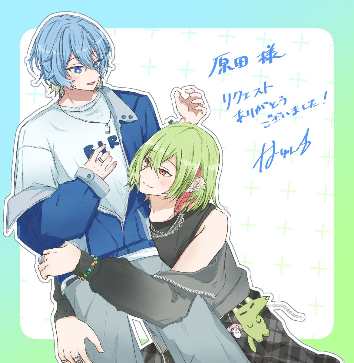 なゆん(@nayuCoC )さんにとしゅかしゃ描いていただいたよーーーーーん😭 爆泣きオーケストラになってて今 誰か助けてください