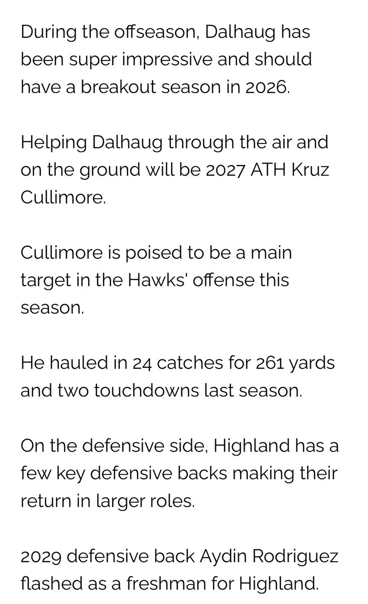 Paiden Cash Dalhaug - 2027 QB 6’5 tweet media