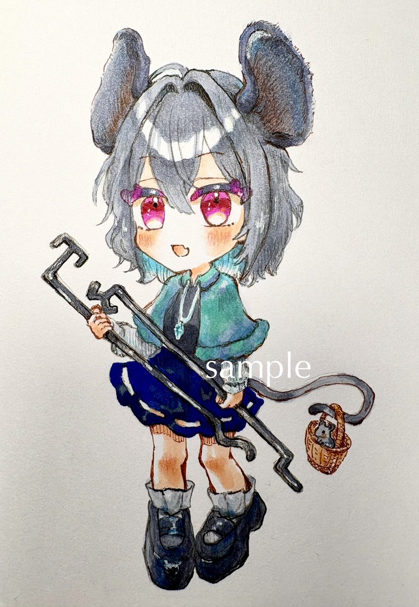 東方Project、ナズーリンのミニキャラを描きました。ファンアートです