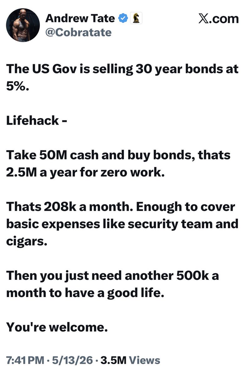 WallStreetMav's tweet photo. In an era where US govt debt is $40 trillion and the govt budget deficit is at $2 trillion to $3 trillion per year, owning govt bonds long term is going to get you crushed.

The govt can’t raise taxes and can’t cut spending. The Fed will have to print the $$$ (digitally) https://t.co/qBTMifelCM