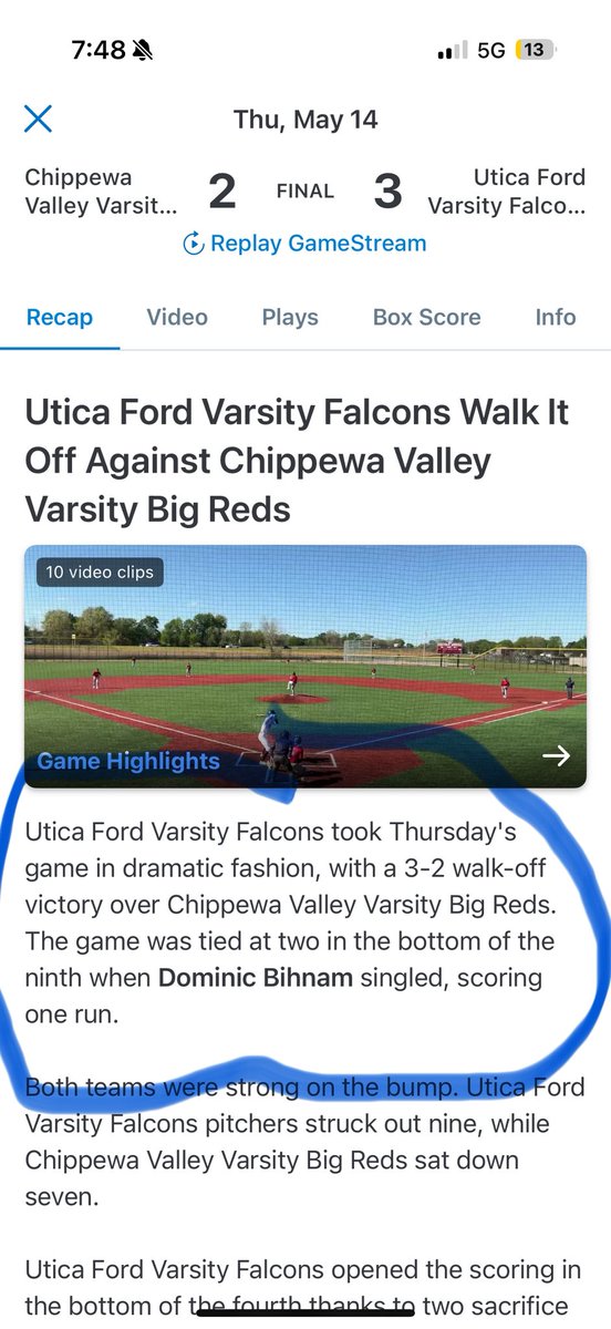 Dominicbihnam1's tweet photo. Great walk-off win in the 9th to take the series against Chippewa. Had hard-hit balls all over the field today — seeing the ball well and driving it with confidence. Let’s keep the hot streak rolling. ⚾️🔥@Dan_Tallant @Ford2Baseball @IndianaPreps @PB_Uncommitted @prepbaseball https://t.co/Td1FqaVGXy