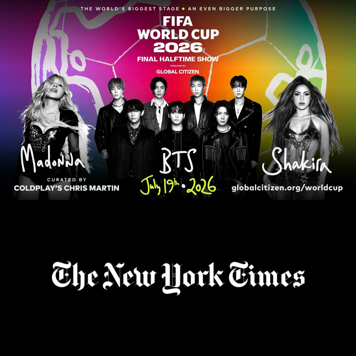 BTS WORLD TOUR NEW YORK ジントレカ ✨️ O The New York Times noticiou que o BTS, Shakira e Madonna