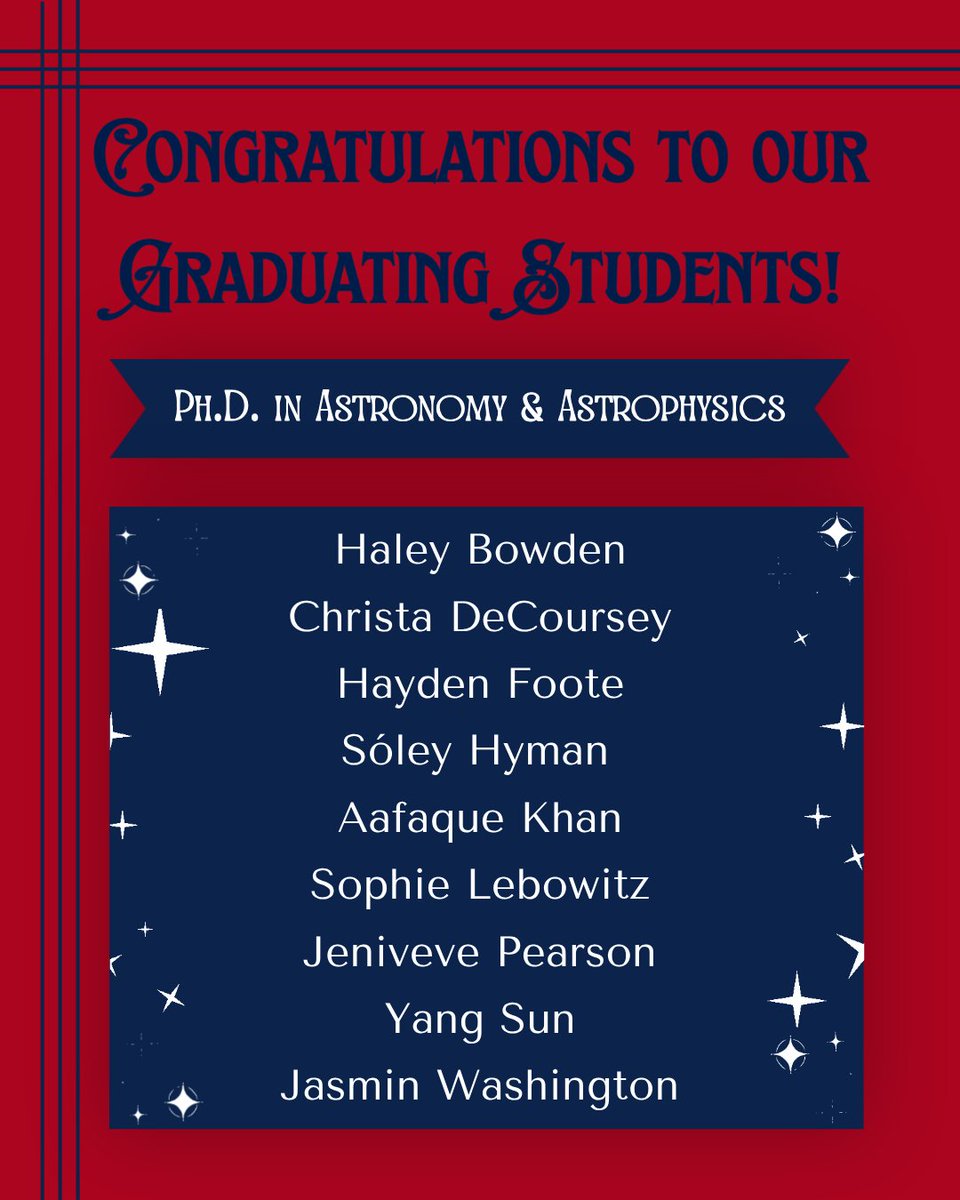 StewardAstro's tweet photo. Congratulations to all our students graduating today from our Bachelor of Science in Astronomy, Minor in Astronomy, Minor in Astronomical Studies, and Ph.D. in Astronomy &amp; Astrophysics! We look forward to seeing the next steps you take in astronomy and beyond! #beardown https://t.co/MdsLu5MPbr