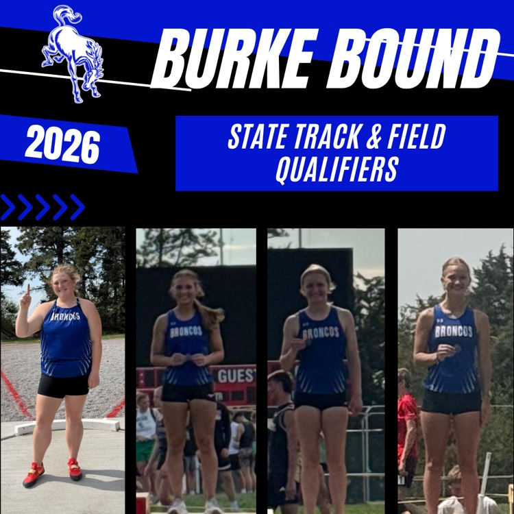 cpsbroncos's tweet photo. Congrats to our 13 district track medalists! We had 4 Tickets Punched! Burke Bound! Huge shoutout to these girls for qualifying for the state meet:
Kate B. - Shot Put District Champ 
Meg H. - Pole Vault Qualifier 
Paityn S. - 300 H 2nd Place
Marley O. - 1600 M Run 2nd Place https://t.co/5NUqzqjjmM