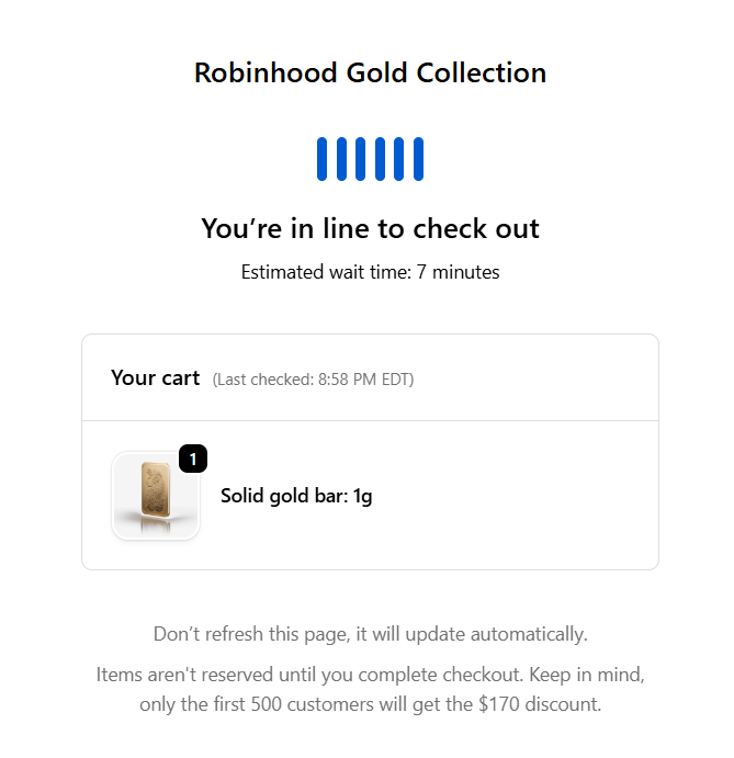 TimmySigmend's tweet photo. @letyourmindgrow @ryanpaulin @RobinhoodApp noone got it... i was in line from the first second. it's keeps refreshing the wait time. https://t.co/HdkCtIaKHg