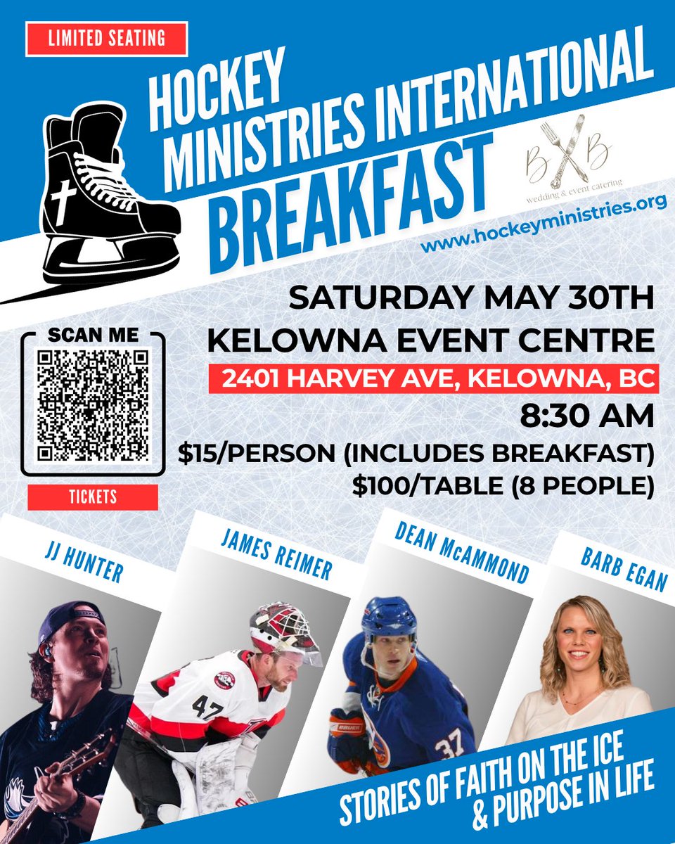 _HMI_'s tweet photo. Hey Kelowna! Excited to announce a 4th speaker joining us, James Reimer! Join us for the Hockey Ministries International Breakfast on Saturday, May 30th! 
https://t.co/dnZvqk3vqc https://t.co/s7HknQdrr5