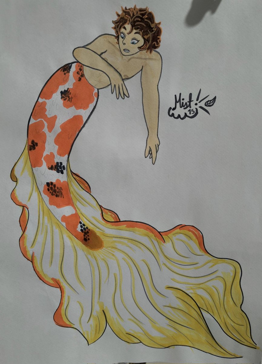 Mistmint15's tweet photo. OMG I loved this!!! The original plan was to digitally color it with Krita but I'm barely learning to use that app, so, HAHAHA I got impatient and switched to traditional HAHAHA <3 <3 <3

#drawingpractice #fanfiction #sharpwolf #antimachus #Mermay I guess lol https://t.co/HslBOeifXL