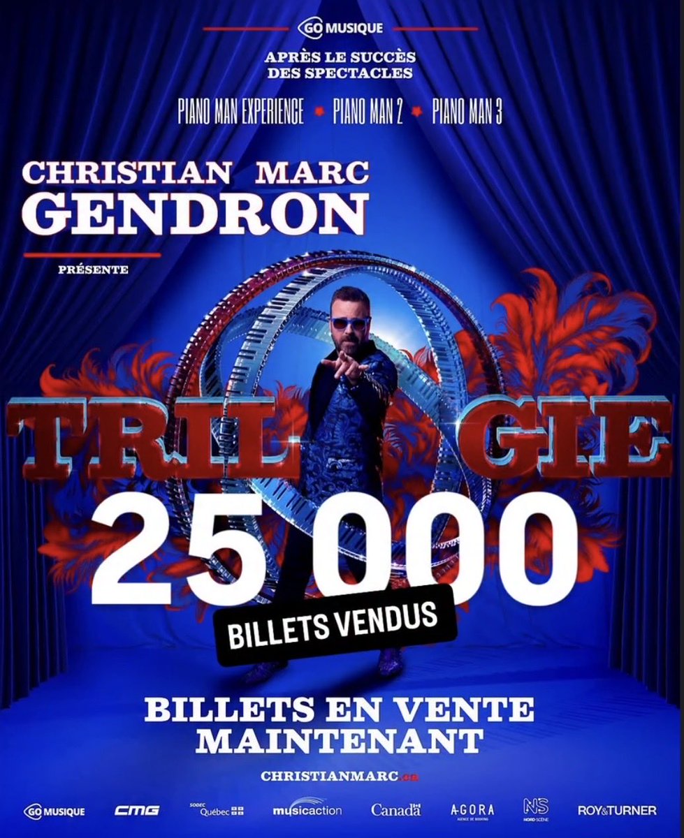 christianmarcge's tweet photo. J’ai appris aujourd’hui qu’on avait dépassé les 25 000 billets vendus pour mon nouveau show! 
On commence à peine la tournée, ça fait chaud au coeur! Très fier.
Bravo à mon équipe! #Trilogie #Tournée #Privilège https://t.co/X0F8SjkTqT